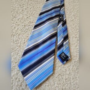 Etro Milano 100% Silk Tie – Blue Gradient Repp Stripe